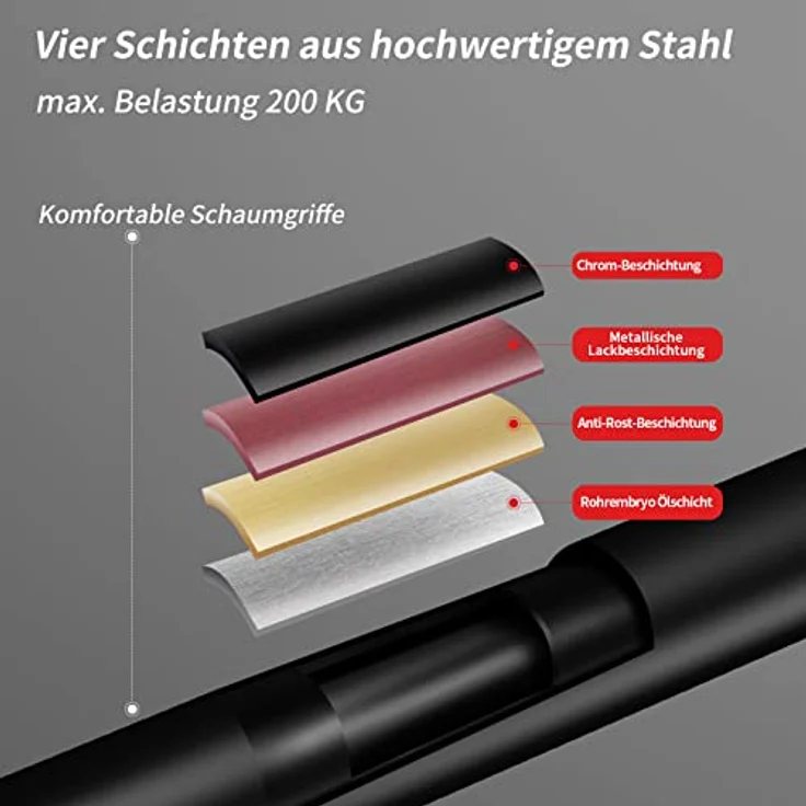 DH FitLife Klimmzugstange Türrahmen ohne Schrauben | Pull up bar Doorway zum Eindrehen | Türreck für Krafttraining | Reckstange für Tür 72-92cm | Mit Wasserwaage – Bild 5