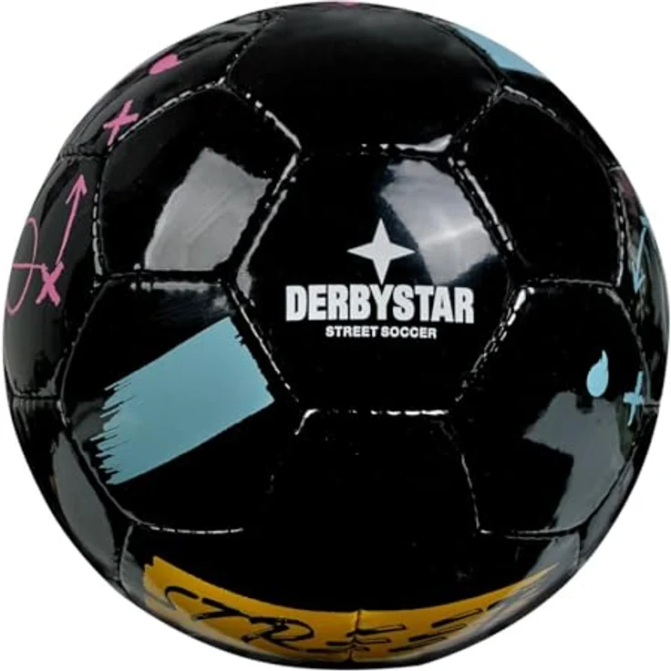 Derbystar Street Soccer v25, Handgenähter Freizeitball aus PU mit weichem Ballkontakt, glänzend, Latex-Blase – Bild 2
