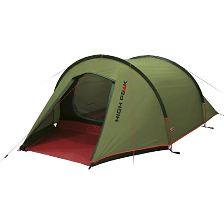 High Peak Leichtgewicht Zelt Kite 3, Tunnelzelt für 3 Personen, nur 3,3 kg, 3000 mm wasserdicht, Wetterschutz Eingang, kleines Packmaß