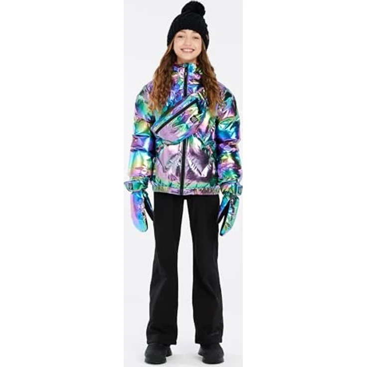 PROTEST PRTSELINA JR Skijacke für Jungen, 152 cm, metallic Regenbogenfarben, thermoisolierend, mit Kapuze und Schneefang, elastische Innenmanschetten – Bild 6