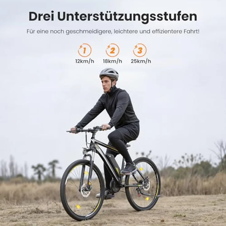 Touroll Foride Vedal 1 E-Bike, 26 Zoll, 250W, 468Wh, Shimano 21-Gang, 65 km Reichweite, IPX4, Schwarz – Bild 5