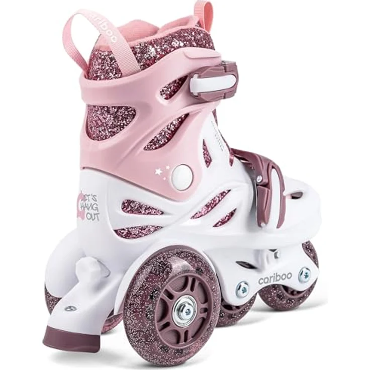 Cariboo Ballerina – Verstellbare Kinder-Inlineskates mit LED-Rädern und 3-teiligem Schutzset in S Pink Plum – Bild 5