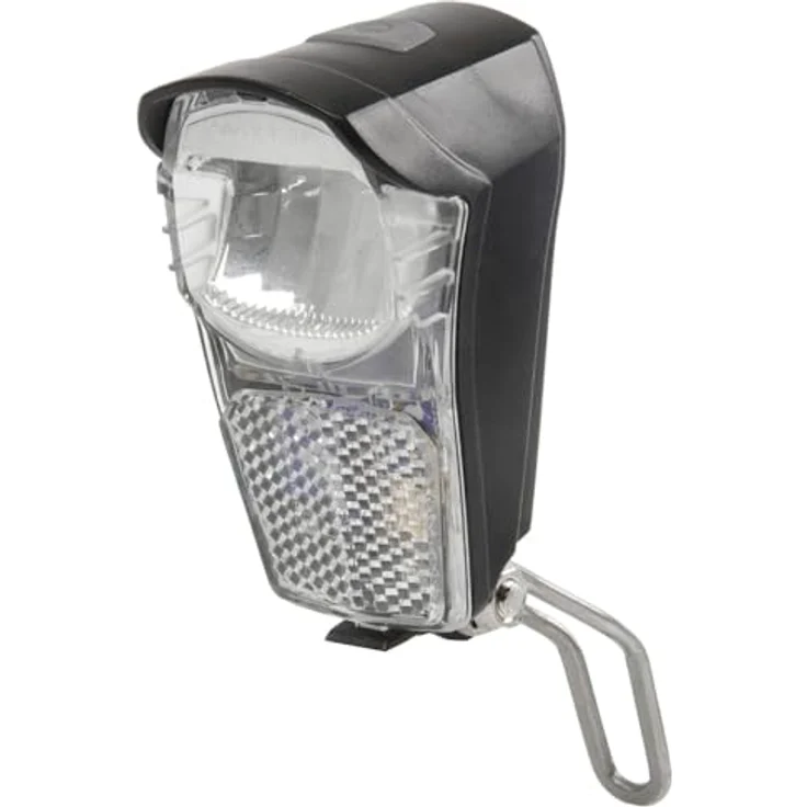 Anlun LED-Fahrrad-Frontlicht, 1 Watt mit 20/10 Lux, schwarz, inkl. Reflektor und Niro-Stahlhalter – Bild 2