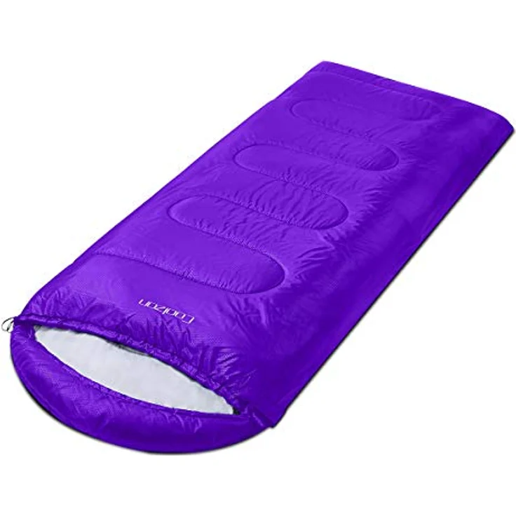 Coolzon Outdoor Schlafsack, 3-4 Jahreszeiten Erwachsene, ultraleicht, wasserdicht, bequem, rot-lila – Bild 3