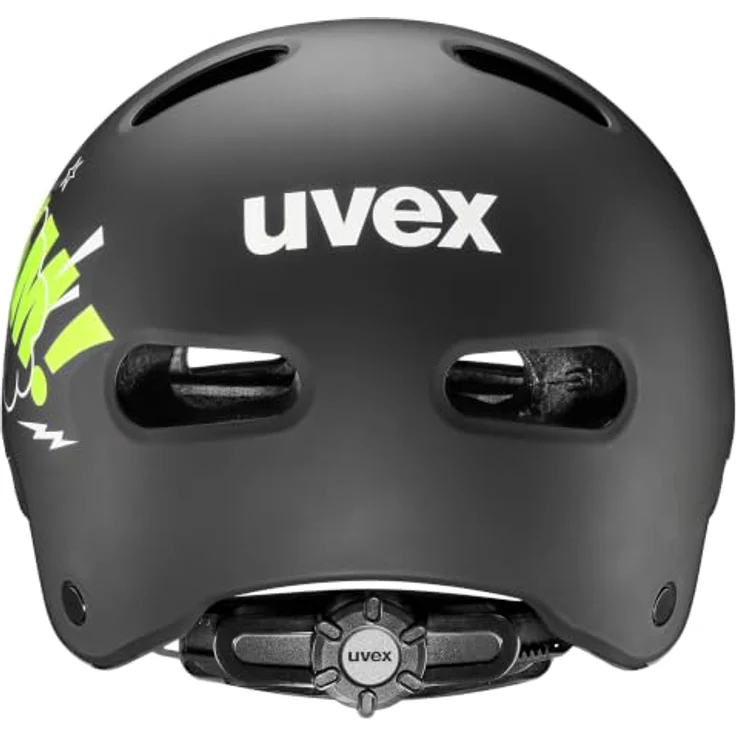 Uvex kid 4 style bam, Fahrradhelm für Kinder, schlagfeste ABS-Hartschale, schwarz-lime matt, Größe 55-58 – Bild 3