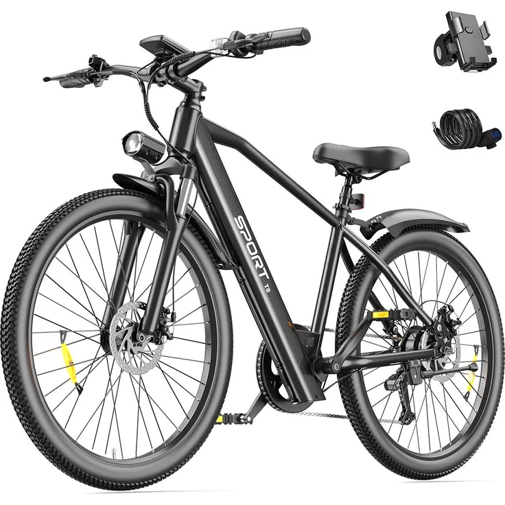 Pixar Bikes 26 Zoll E-Bike T8, Elektrofahrrad mit 48V 10Ah Akku, 25 km/h, 7-Gang Shimano, Scheibenbremsen, Federgabel, stabiler Rahmen