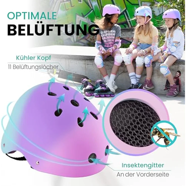 99FLIPS Fahrradhelm Kinder Mädchen, GS Skaterhelm für 3-12 Jahre, pink, TÜV Rheinland zertifiziert – Bild 6