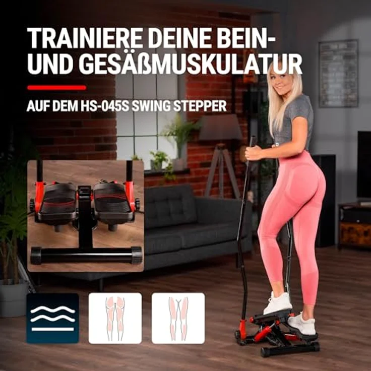 Hop-Sport Stepper HS-045S Slim, Swing Stepper mit LCD-Bildschirm, Stepper für Zuhause mit seitlichen Haltegriffen - platzsparend und stabil – Bild 4
