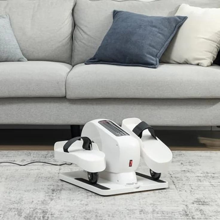 SPORTNOW Mini Ellipsentrainer, elektrischer Untertisch Crosstrainer mit 12 Geschwindigkeiten, 7 Widerstandsstufen, Fernbedienung und LED-Display, Weiß/Schwarz – Bild 9