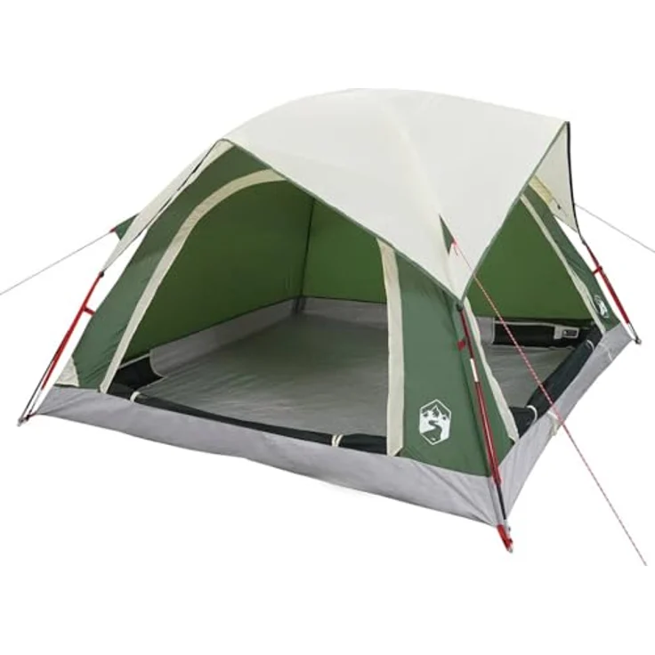 vidaXL Campingzelt, 4 Personen, wasserdicht mit abnehmbarem Überzelt, grün, 3,65 kg – Bild 1