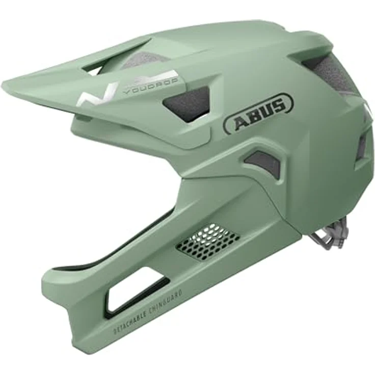 ABUS MTB-Helm YouDrop FF, Fullface Helm mit abnehmbarem Kinnbügel, Grün, Größe S – Bild 4