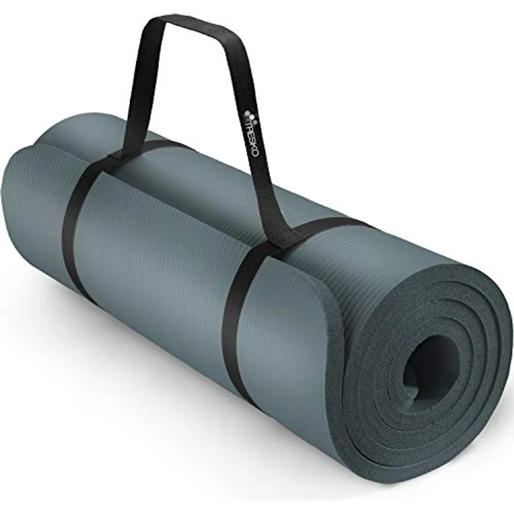 TRESKO Yogamatte Phthalatfrei - Gymnastikmatte rutschfest, Pilatesmatte Fitnessmatte mit Tragegurt, 185 x 60 x 1,0 cm – Bild 1