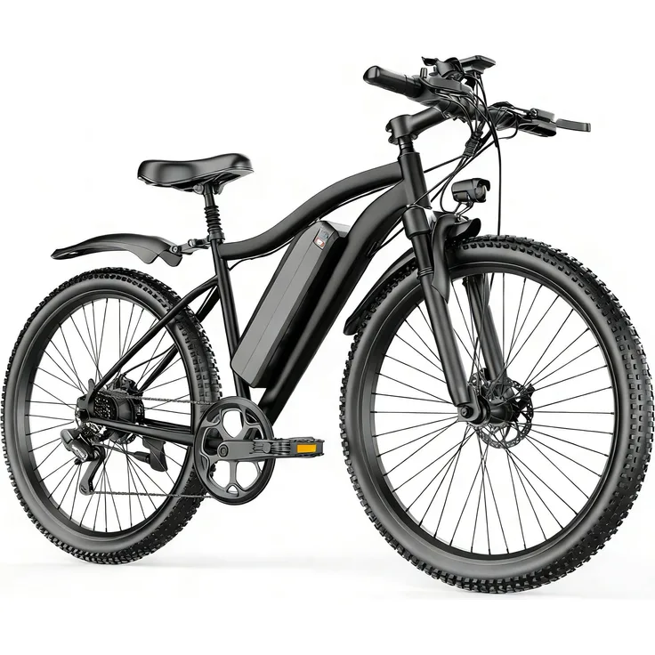 VANKEL E-Bike G73, Cityrad und E-Mountainbike 26 Zoll, 250W Heckmotor, 624Wh Akku, bis zu 80 km Reichweite, Shimano 7-Gang-Schaltung, in Schwarz/Silber