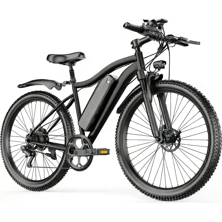 VANKEL E-Bike G73, Cityrad und E-Mountainbike 26 Zoll, 250W Heckmotor, 624Wh Akku, bis zu 80 km Reichweite, Shimano 7-Gang-Schaltung, in Schwarz/Silber