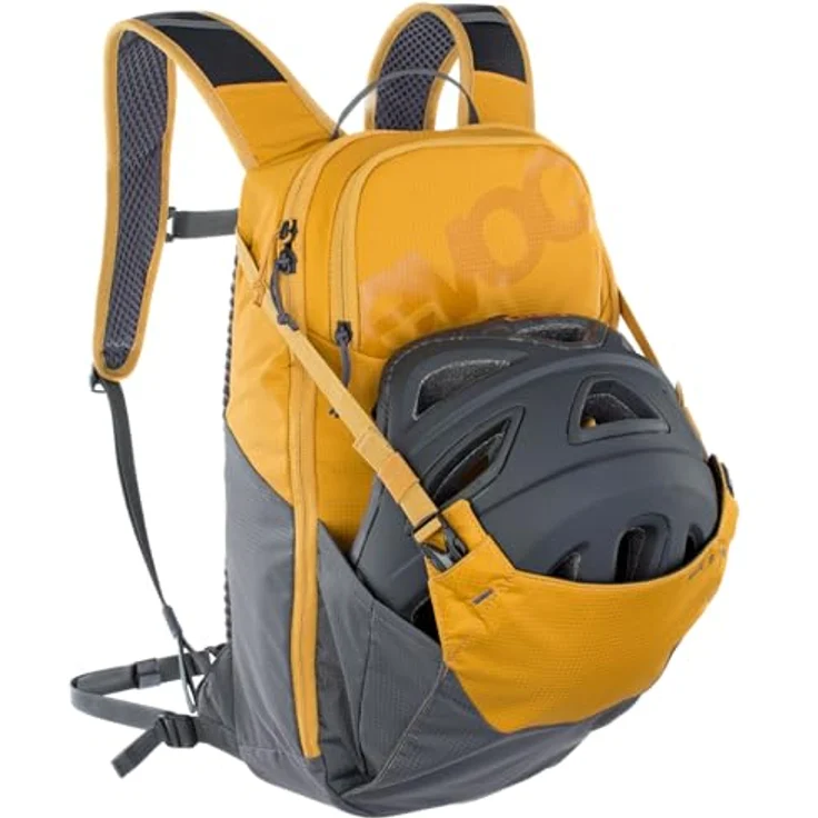 EVOC RIDE 8 Fahrradrucksack, Trekkingrucksack mit AIR-PAD-Rückenpolsterung und Werkzeugfach, Lehm Gelb / Carbon Grau – Bild 5