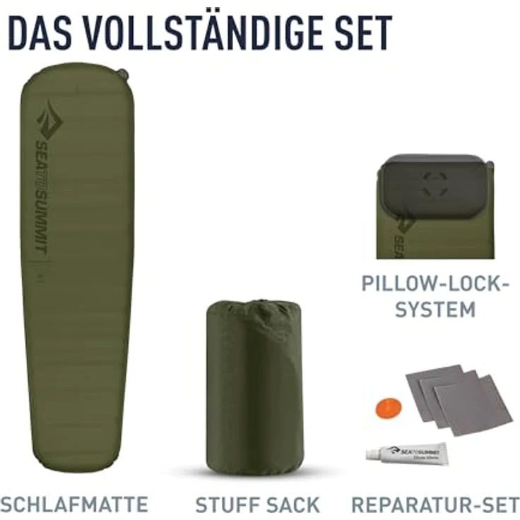 Sea To Summit Camp Plus Selfinflating Rectangular Isomatte, selbstaufblasend mit leichtem Schaumstoffkern für Komfort beim Bergsport – Bild 7