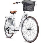 Bergsteiger Paris 28 Zoll Damenfahrrad, Retro-Design, 6 Gang-Schaltung, Korb, Fahrrad-Licht, Damen-Citybike, in verschiedenen Farben