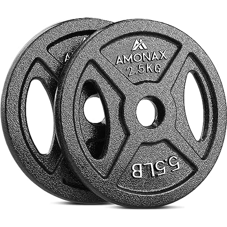 Amonax Hantelscheiben Set, 2,5kg, 5kg, 10kg Hantel Set für 25mm Gewichte Hantel Bar, Metall Hantelscheiben für Gewichtheben und Hip Thrust, hantelscheiben gusseisen für das Home Gym