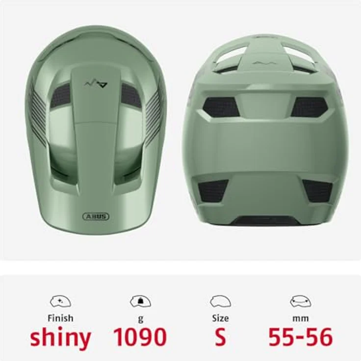 ABUS HiDrop Downhill Helm, ASTM-er Fullface Helm mit ABS-Außenschale für MTB, Grün, Größe S, optimaler Schutz und innovative Belüftung – Bild 3