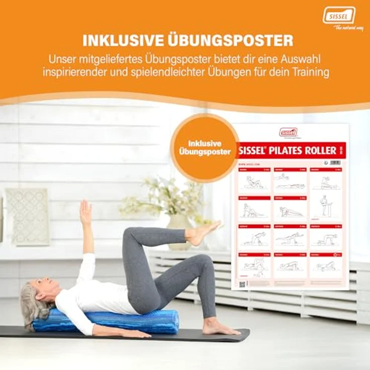 SISSEL® Pilates Roller Soft, 15x90 cm, ideal für Anfänger & Fortgeschrittene, inkl. Übungsposter, verbessert Flexibilität, Balance & Core-Stärkung – Bild 4
