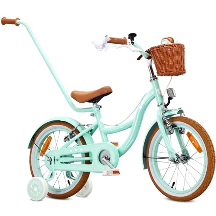 Sun Baby Kinderfahrrad SUN BABY Flower Retro 16 Zoll mit Schubstange, Mint, für Kinder bis 50 kg – Bild 2