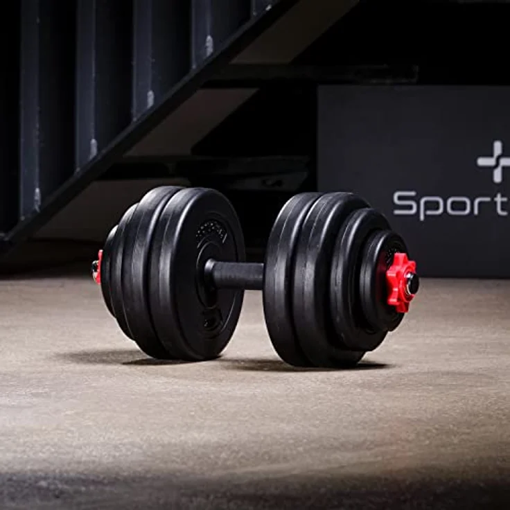 SportPlus SP-WS-015-V Vinyl Hantelset 15 kg, Kurzhantelset mit Sternverschluss, blau – Bild 3