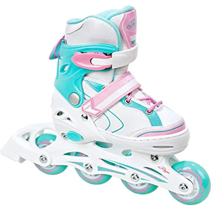 RAVEN Lia Mint, verstellbare Inline Skates für Kinder Mädchen, Größe 34-37 (21,5cm-24cm), 70mm PU-Rollen, DSAS, belüfteter Innenschuh