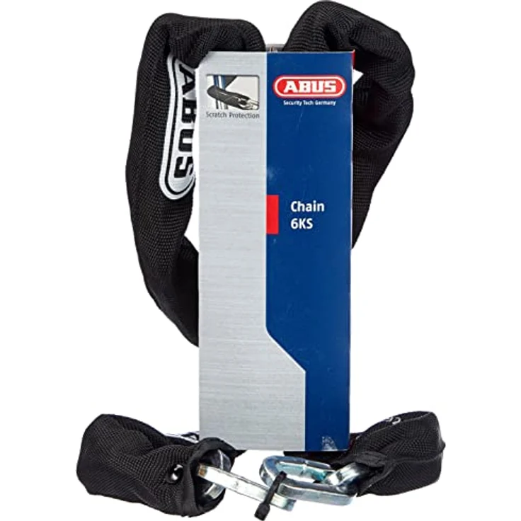 ABUS Kette 6KS, 6 mm starke Fahrradschlosskette, 110 cm lang, schwarz, mit Textilschlauch und Power Link Technologie – Bild 2