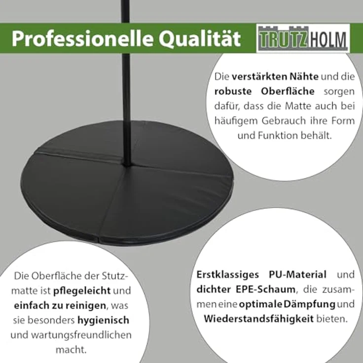 TRUTZHOLM Tanzstangenmatte Ø 120cm, 5 cm dicke Pole Dance Matte aus PU mit EPE Schaum, faltbar und mobil, schwarz – Bild 2