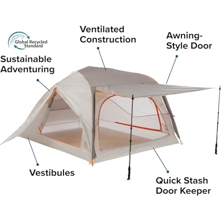 Big Agnes Salt Creek SL2 Zelt grau/orange, wasserdicht mit 15.000 mm Wassersäule – Bild 3