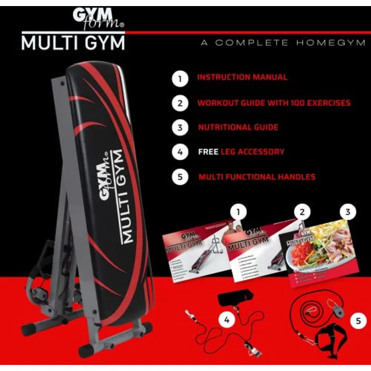 GYMFORM Heimtrainer Multigym (7-TLG., mit Beinzubehör, mit Seilzug), Kraftstation, Ganzkörpertraining in kürzester Zeit, Fitness Bank, Vollständig, Praktisch und Sehr Wirksam – Bild 4