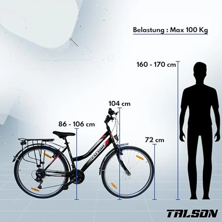 Talson 28 Zoll City-Fahrrad 21-Gang-Shimano-Schaltung mit Beleuchtung und Gepäckträger, Schwarz – Bild 6