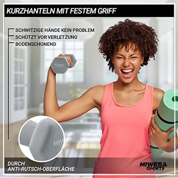 Miweba Sports Neopren/Vinyl Hantelset/Hantelständer | 𝐏𝐫𝐨𝐟𝐢 Hantel - Hexagon Hanteln Sets 1.0-3.0 Kg - Kurzhanteln - Kurzhantel Set - Gymnastikhanteln - Hantel Set - Dumbbell – Bild 3