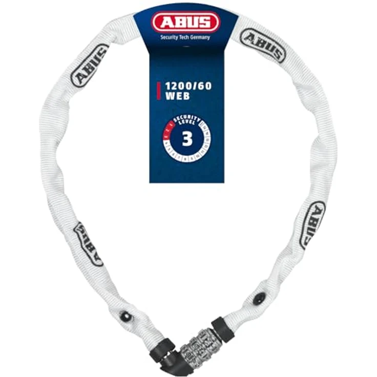 Abus 1200 WEB Kettenschloss, 60 cm x 4 mm mit quadratischer Kette und Stoffbeschichtung, schwarz – Bild 2