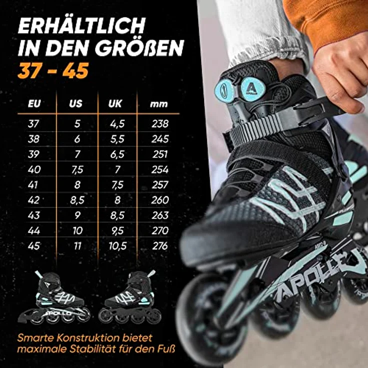 Apollo Inlineskates Fast Entry Inline Skates Inliner Air Flow X2, Inliner für Teenager, Damen und Herren, orange/green/purple/silver – Bild 2