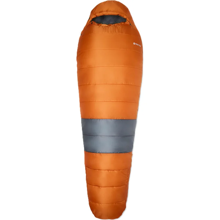 Marmot Trestles Elite Eco 0, Schlafsack mit exzellenter Wärmeisolierung, leichtes Kunstfaser-Material, Tangelo