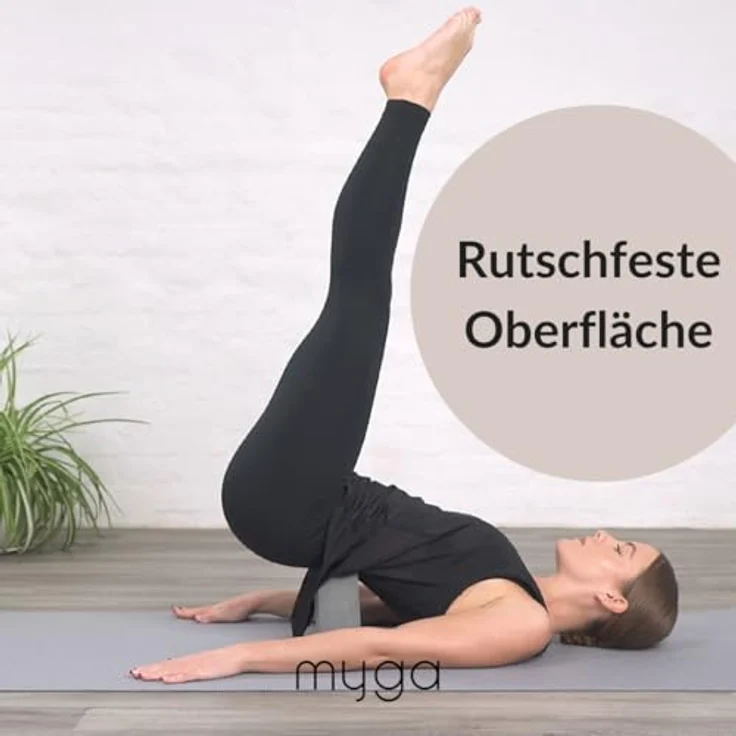 Myga Yoga Starter Kit, Komplettes Set mit rutschfester Yogamatte (4 mm), Yogablock & Yogagurt, grau, ideal für Anfänger und unterwegs – Bild 2