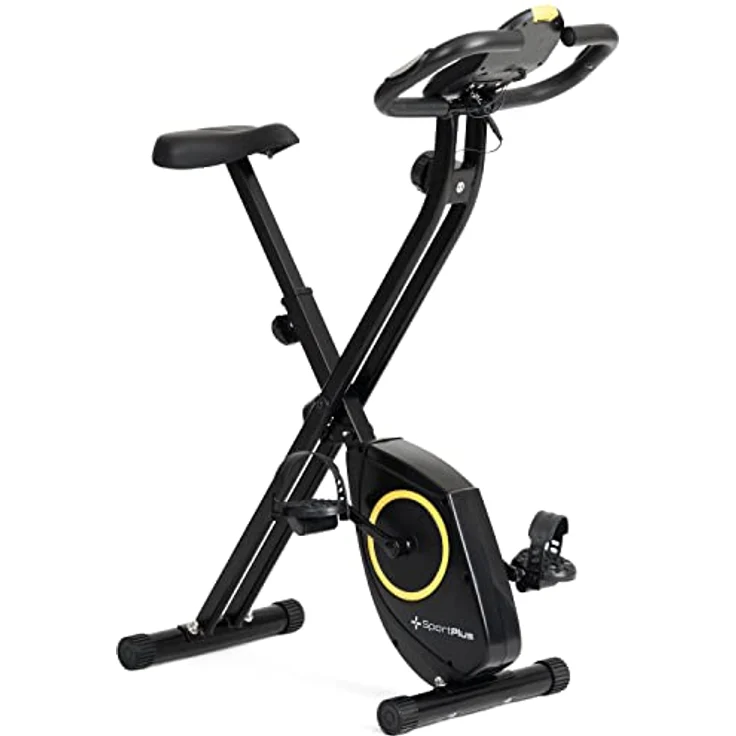 SportPlus X-Bike Heimtrainer klappbar für zuhause, mit 8 Widerstandsstufen, Display mit Smartphone- & Tablethalterung, App-Kompatiblität, bis 110 kg belastbar – Bild 1