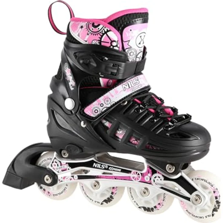 Nils Extreme Inliner Verstellbar 4in1 Rollschuhe Schlittschuhe LED 35-38, für Mädchen Damen Kinder Blades Quad Skates Inlineskates, 4-fach größenverstellbar – Bild 1