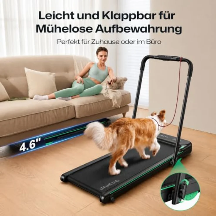 Urevo Laufband mit 15" x 40,2" rutschfester Laufbahn, 2.25HP Motor, klappbar, leise, Bluetooth Verbindung zur Urevo Sport App – Bild 6