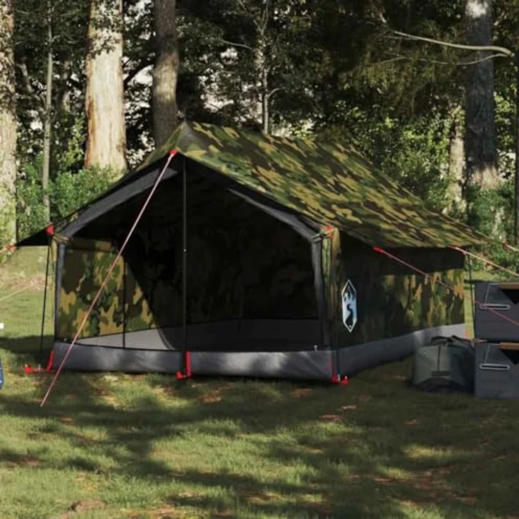 vidaXL Campingzelt 2 Personen Tarnmuster, wasserdichtes Outdoor Zelt mit Insektenschutz und praktischem E-Anschluss – Bild 2