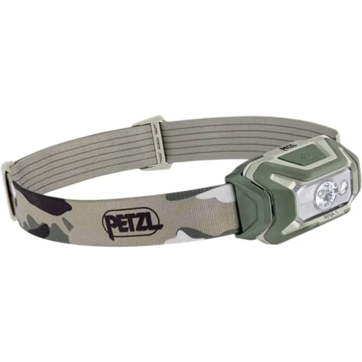 PETZL ARIA 2R RGB Stirnlampe, taktische Beleuchtung mit 600lm, Camouflage, wiederaufladbar über USB-C – Bild 1