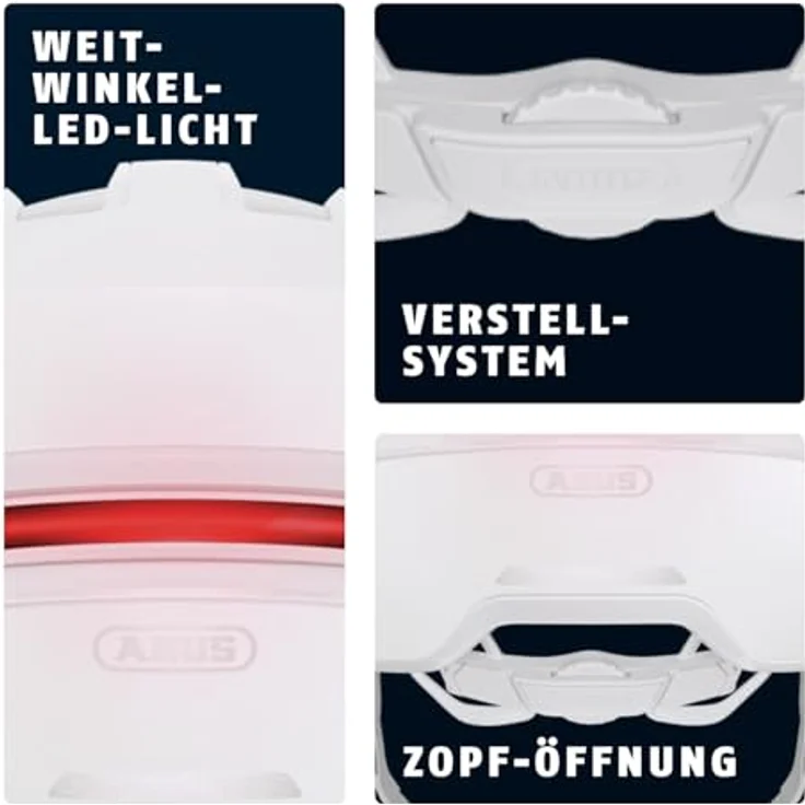 ABUS Urban Helm HUD-Y, Fahrradhelm mit aufladbarem LED-Rücklicht & Magnetverschluss, pure white, Größe M – Bild 5