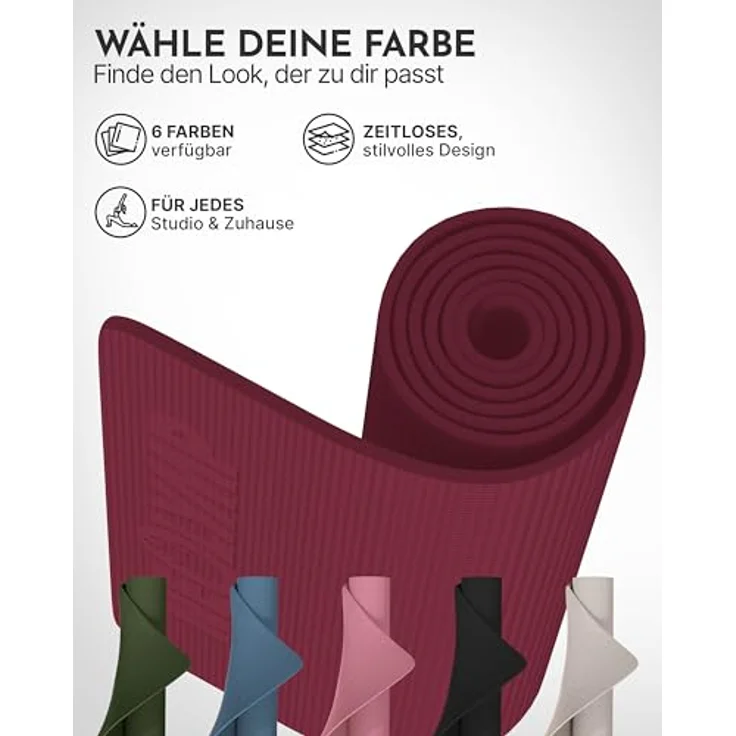 NEOLYMP Yogamatte rutschfest & gelenkschonend, 183x61cm Trainingsmatte aus PVC für Yoga, Pilates und Workout, Aubergine – Bild 2