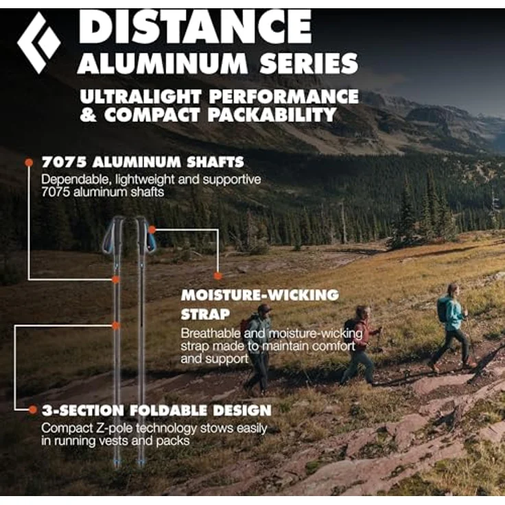 Black Diamond Distance Z Poles, Wanderstöcke aus 7075 Aluminium, leichter EVA-Schaumstoffgriff, atmungsaktive Handschlaufe, blau – Bild 3