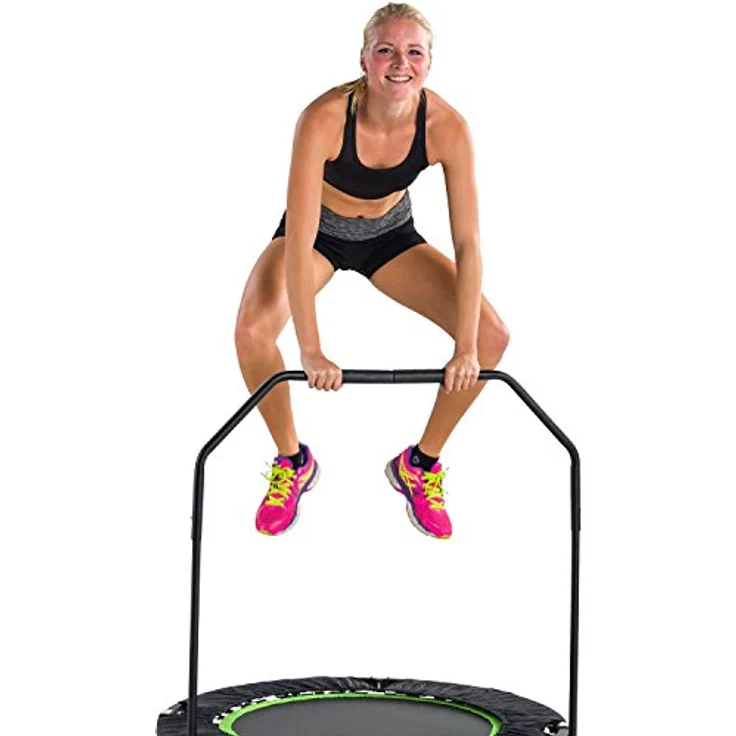 Tunturi Erwachsene klappbares Fitness Trampolin Ø 104cm mit Stange und Randabdeckung/Jumping Fitness Trampolin/Rebounder – Bild 3