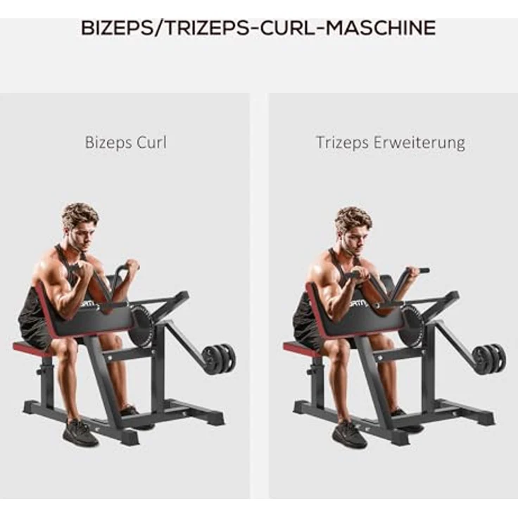 SPORTNOW Bizeps/Trizeps Curl Maschine mit 5-stufigem verstellbarem Sitz, Kunstleder, Schwarz – Bild 3