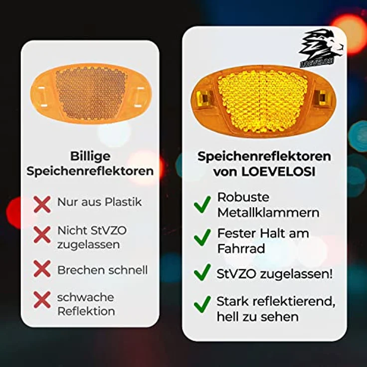 LOEVELOSI Speichenreflektoren Fahrrad, Extra Verstärkt mit Stahlclips, 4er Set in Orange, StVZO-zugelassen für erhöhte Sichtbarkeit, ideal für Kinderfahrräder und MTB. – Bild 4