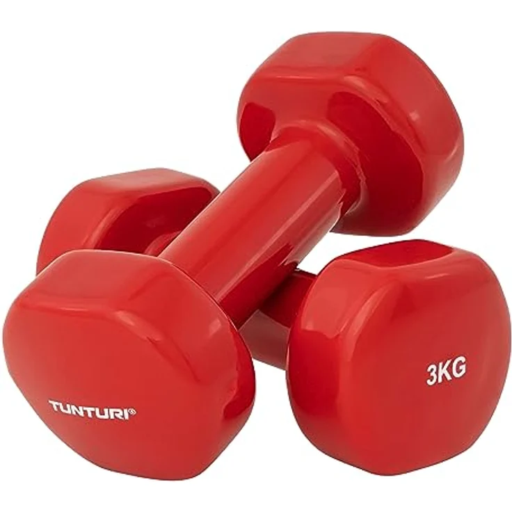 Tunturi Kurzhantel-Set, farbige Hanteln mit 2 x 4 kg, Vinyl, Stahlhanteln – Bild 1