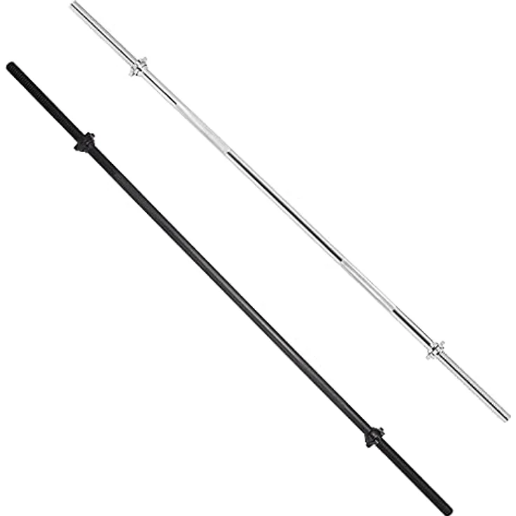 GORILLA SPORTS® Langhantelstange - 170cm, mit 2 Sternverschlüssen, 30mm, bis 200kg belastbar, Griff gerändelt, rutschfest, Chrom, Silber/Schwarz - Hantelstange, Langhanteln, Langhantel-Stange – Bild 1